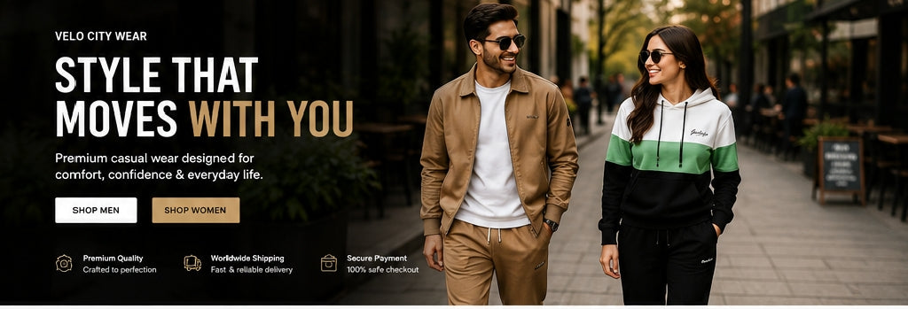 VELO CITY WEAR
Style That Moves With You
Premium casual wear designed for comfort & confidence